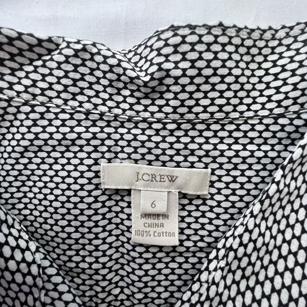 J Crew Womens Black White Button Up Long Sleeve Blouse Size 6 - Picture 4 of 7
